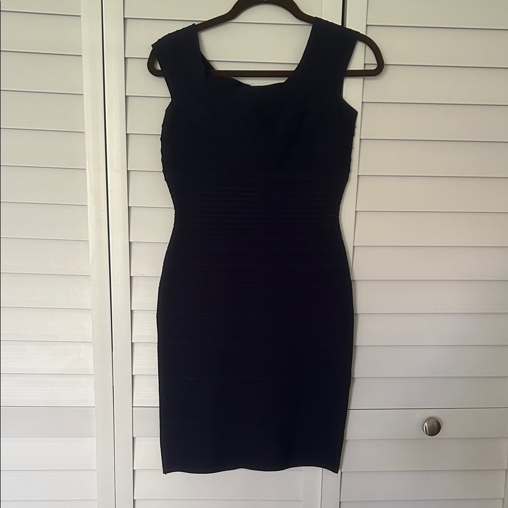 Herve Leger Black Sleeveless Bandage Midi Dress